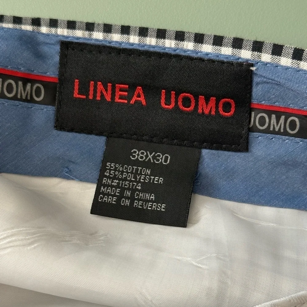Linea Uomo Men’s Pants - Size 38x30 - Black & White Check - Seersucker Style